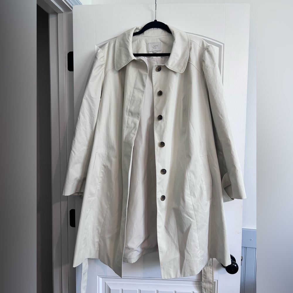 LOFT Cream Trench Coat with Relaxed Fit